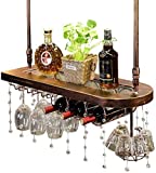 MNSRRN Gabinete colgante de cristal Soporte para copas de vino, Madera maciza Boca abajo Soporte para copas de vino Soporte de mesa para el hogar Soporte de mesa Soporte para vasos, Cobre, 80X28CM (31.5X11inch)